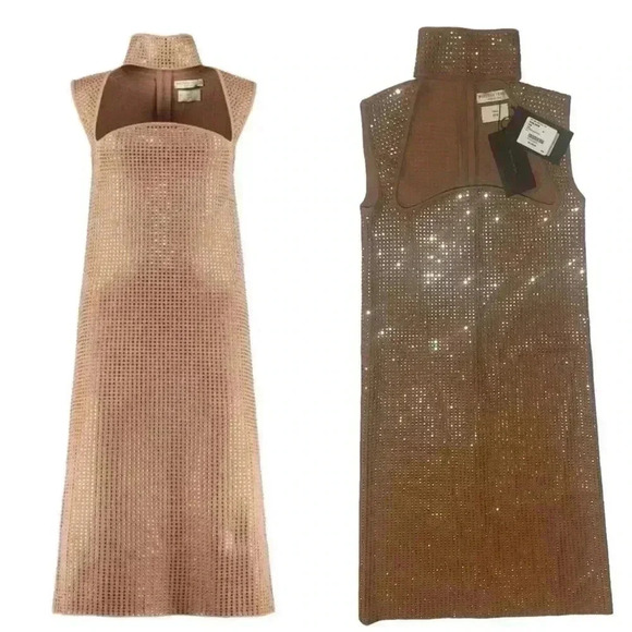 Bottega Veneta Turtleneck Sweater Dress 42 6 S Cut Out Midi Embellished $5650 - Picture 1 of 16